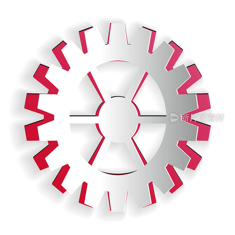 Paper cut Gear icon isolated on white background. Cogwheel gear settings sign. Cog symbol. Paper art style. Vector